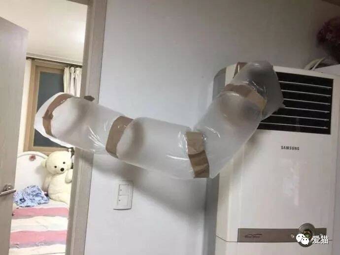 铲屎官房间的空调坏了，就想了这个办法，橘猫看到后竟这样做...